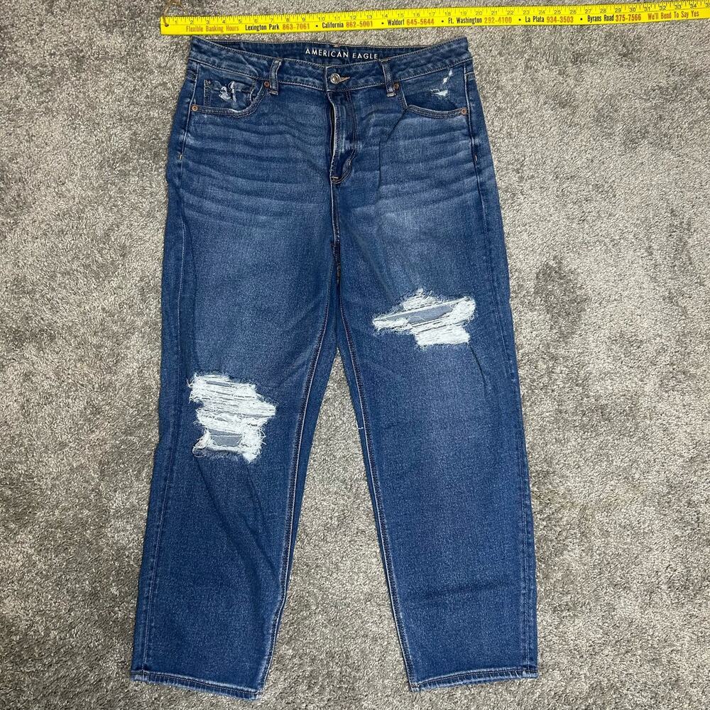 American Eagle Women's Size 16 MOM Straight Jean Distressed